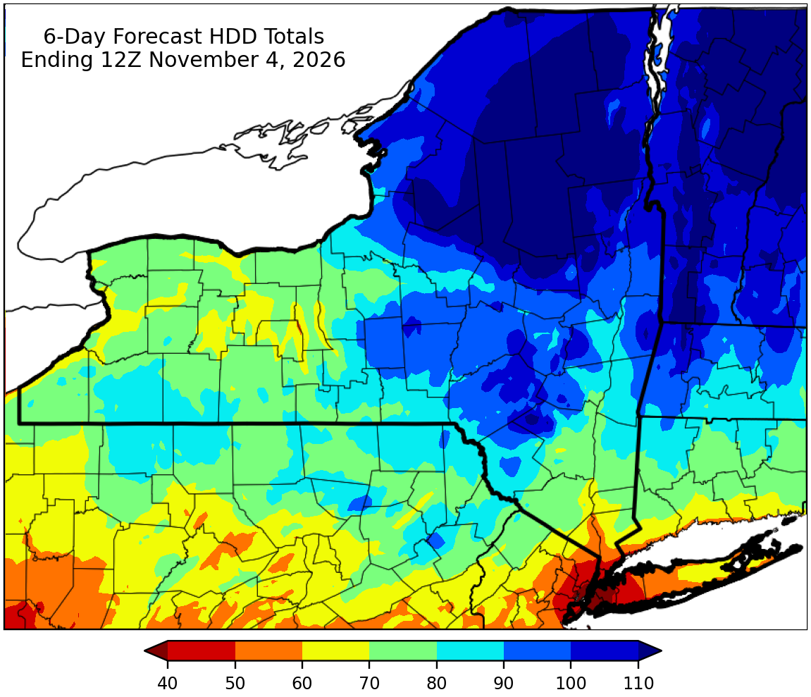 6-Day forecast degree day map